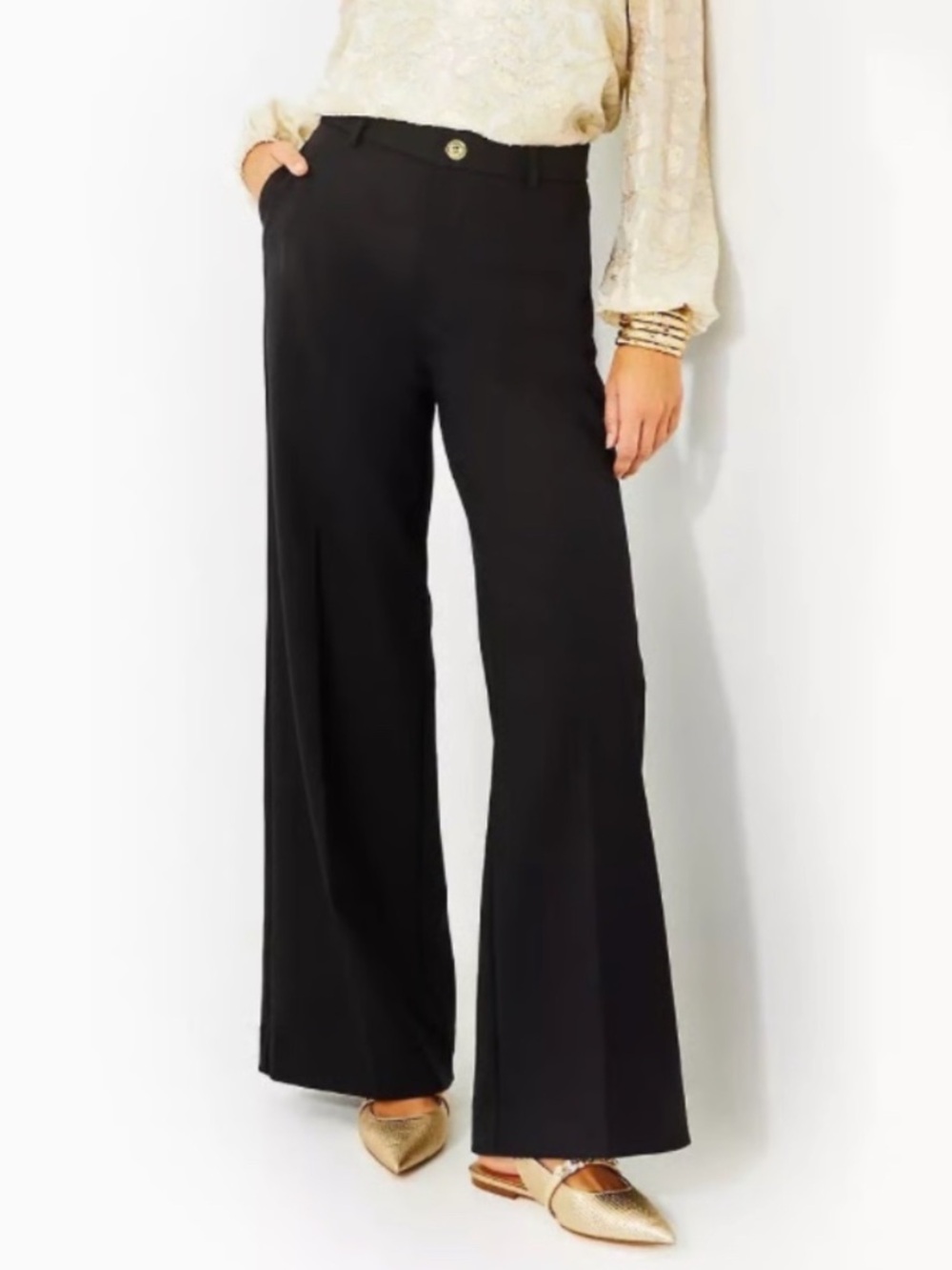 Colletti High Rise Wide Leg Black Dress Pants Tailored Trousers Lilly Pulitzer